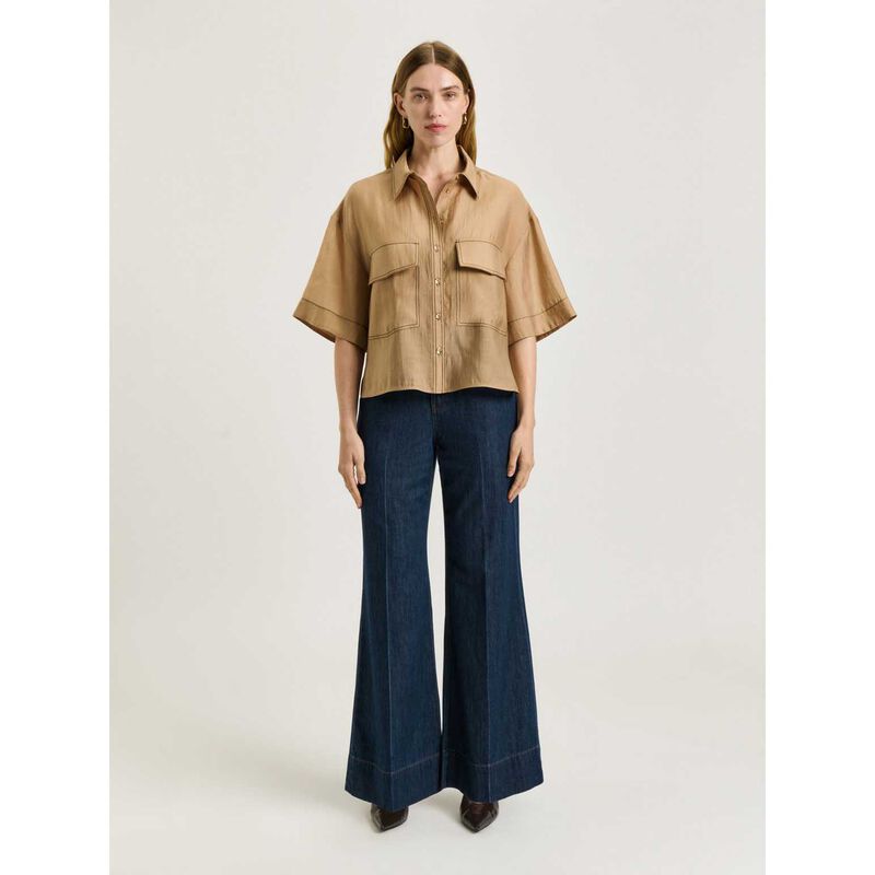Veronika Maine Washer Tencel Topstitch Shirt image number 3